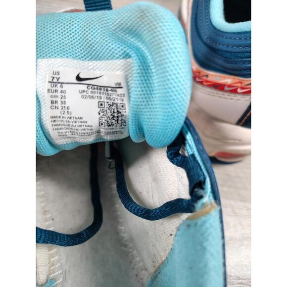 Nike Air Max 97 GS Swoosh Chain Youth 7Y Womens 6 Teal White Orange CQ4818 400 - Picture 5 of 10